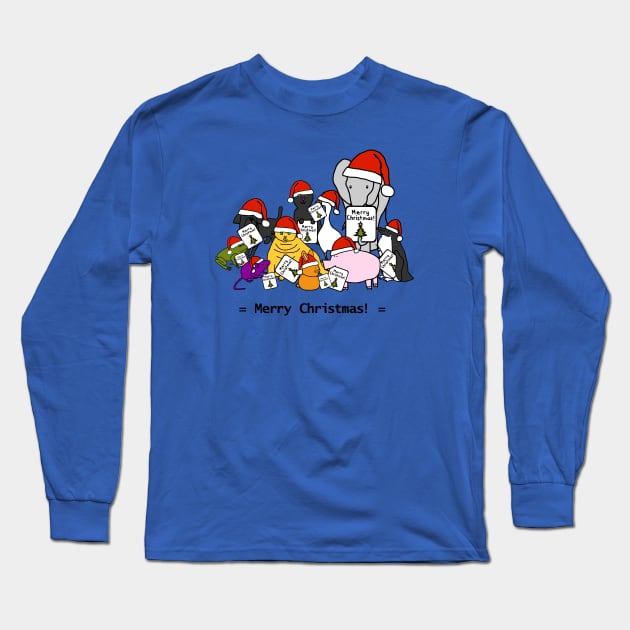Merry Christmas from these Cute Animals Long Sleeve T-Shirt by ellenhenryart